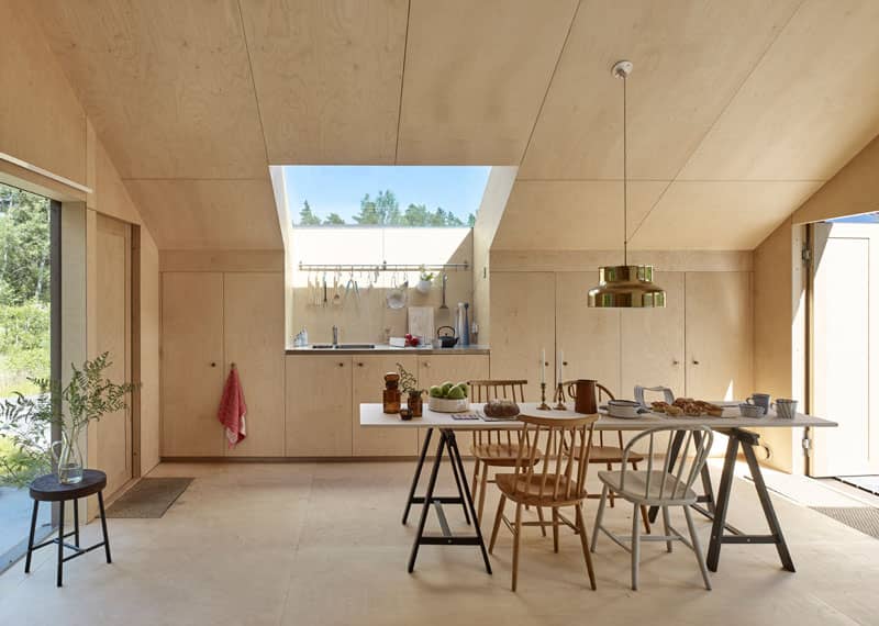 Plywood dining area